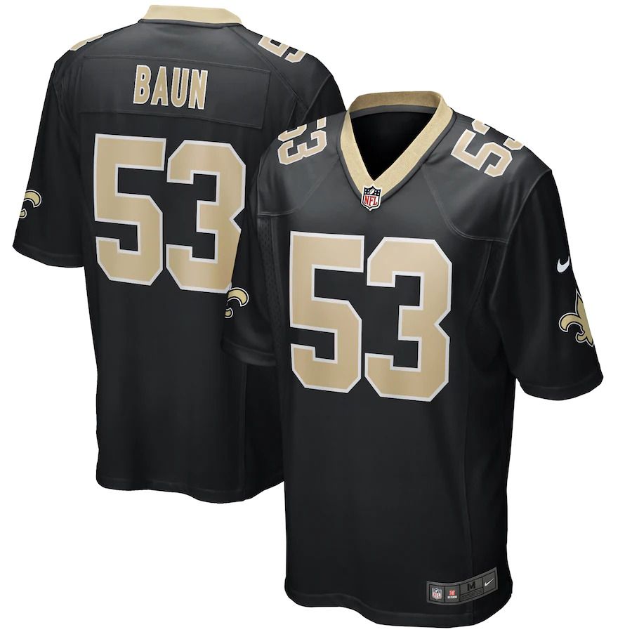 Men New Orleans Saints 53 Zack Baun Nike Black Game Player NFL Jersey